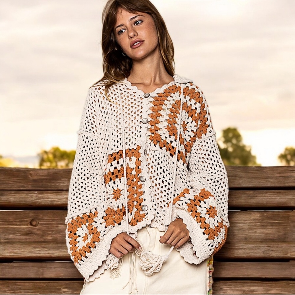 LAST ONE ☝️ POL Crochet Cardigan Sweater